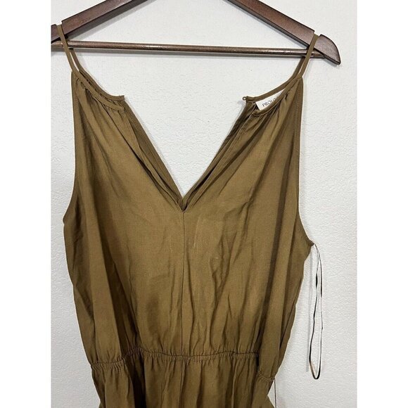 Prologue Olive Green V-Neck Sleeveless Cropped Jumpsuit L - Picture 2 of 10